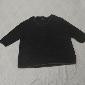 Black and Gold V Neck Pullover with Peep- hole Sholders